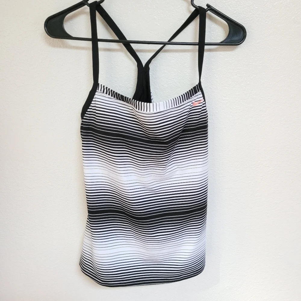 Nike Black and White Striped Tank Top